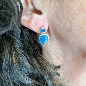 Peyote Bird lapis post earrings 925 silver